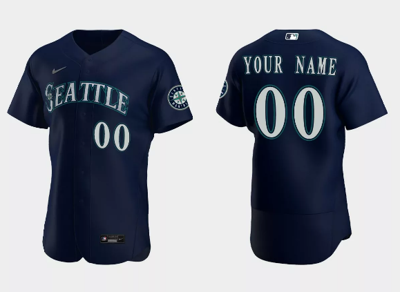 Men's Navy Seattle Mariners ACTIVE PLAYER Custom Flex Base Stitched Jersey